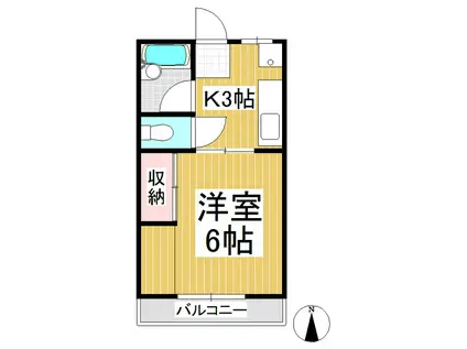 ヤワタハイツ(1K/3階)の間取り写真