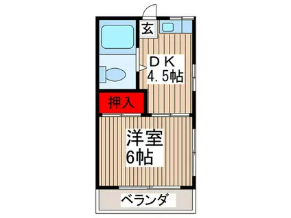 福元アパート(1DK/2階)の間取り写真