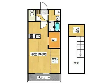 プレリュード三郷(ワンルーム/3階)の間取り写真