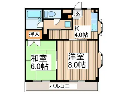 ドミール II(2K/2階)の間取り写真