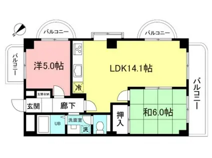 ビバリース中町(2LDK/3階)の間取り写真