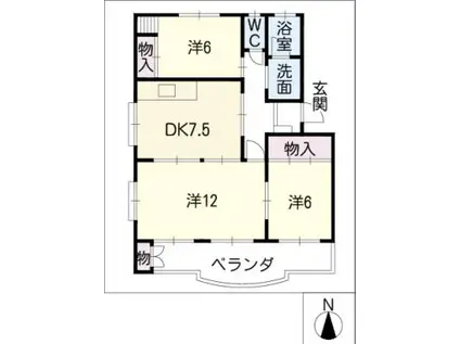宮ハイツ(3DK/1階)の間取り写真