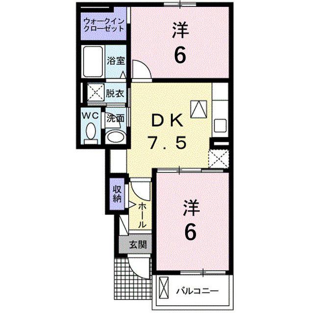 デリス シャルマン(2DK/1階)の間取り写真