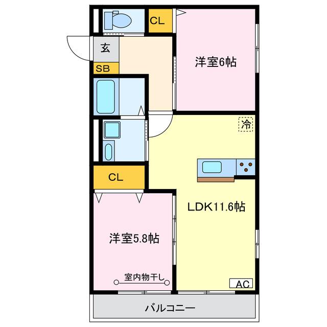 GRANDIR(2LDK/1階)の間取り写真