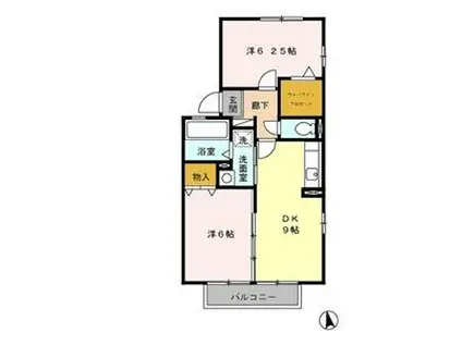 ビューラーアヤ B(2DK/2階)の間取り写真