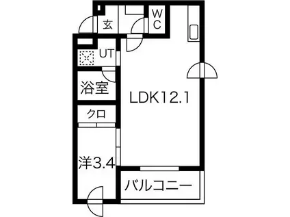 シャリテ澄川I(1LDK/2階)の間取り写真