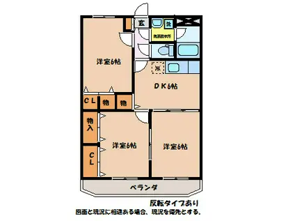 セレッソ安曇野(3DK/1階)の間取り写真