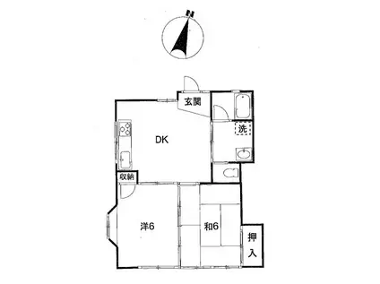 Kコーポ(2DK/1階)の間取り写真