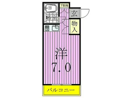 オークハイツ(ワンルーム/3階)の間取り写真