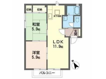エコープラザI(2LDK/1階)の間取り写真