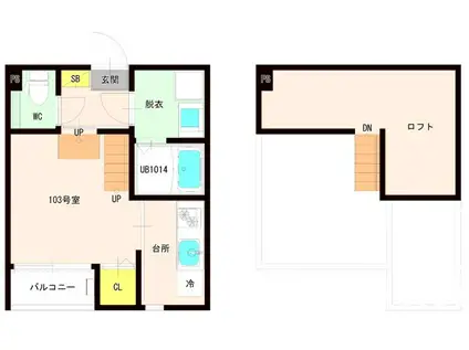 ハーモニーテラス土井(1K/1階)の間取り写真