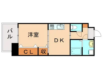 アースコートYSシティ香春口(1DK/3階)の間取り写真