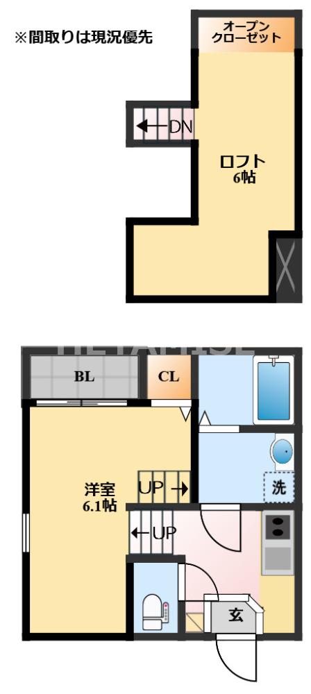 MODERN PALAZZO 福田町A(1SK/2階)の間取り写真