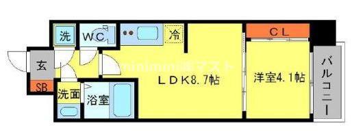 セレニテ本町エコート(1LDK/8階)の間取り写真