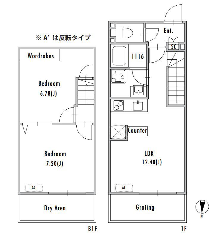 GRAN PASEO大崎戸越銀座I(2LDK/1階)の間取り写真