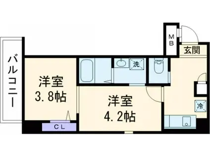 エヌエムスワサントディス(2K/10階)の間取り写真