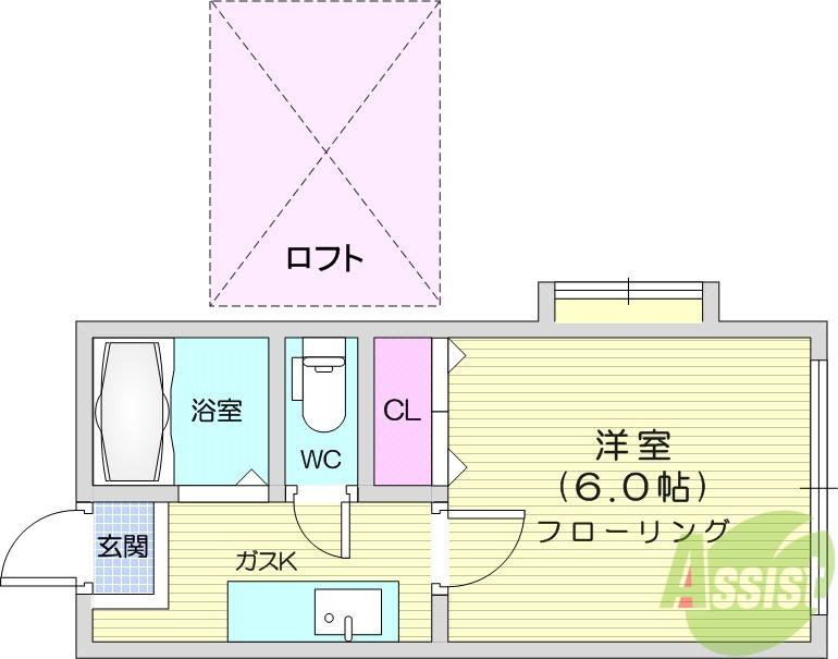 ホワイトキャッスル八乙女Ⅰ(1K/2階)の間取り写真