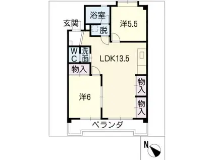 坂野マンション(2LDK/3階)の間取り写真