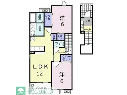 ポワールメゾンD(2LDK/2階)の間取り写真