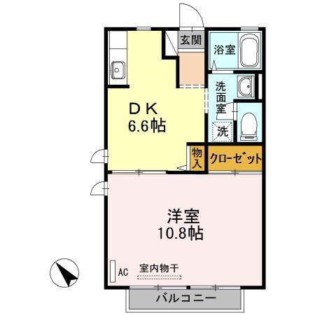 スターハイツ(1DK/1階)の間取り写真