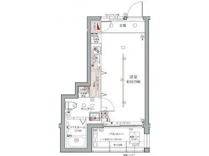 ラグディア高輪(ワンルーム/4階)の間取り写真