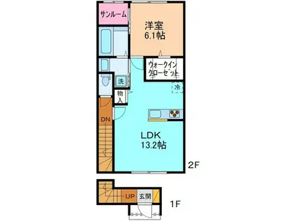 エクレール(1LDK/2階)の間取り写真