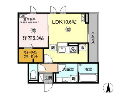 DーROOM 栄2丁目(1LDK/1階)の間取り写真