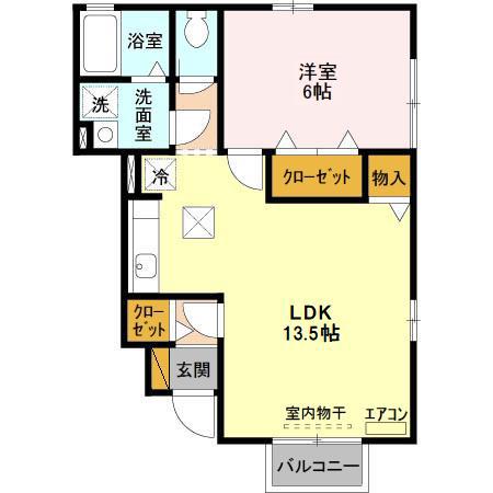 フーヴェル都A(1LDK/1階)の間取り写真