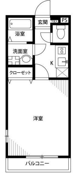 アムールTODORI(1K/1階)の間取り写真