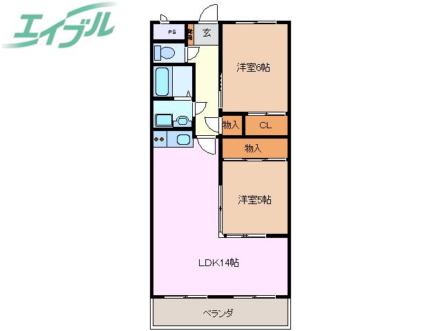 ガーデンヒルFMT(2LDK/3階)の間取り写真