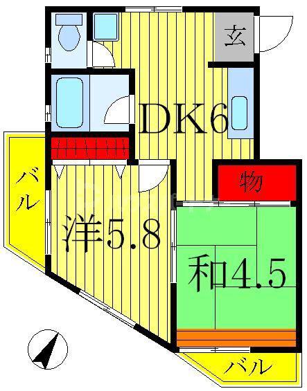 松本ビル(2DK/3階)の間取り写真