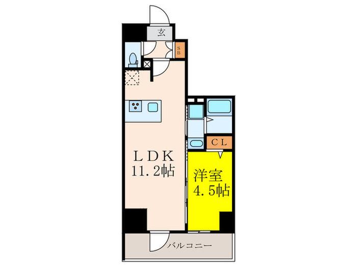 S-RESIDENCE江坂LIBLE(1LDK/7階)の間取り写真