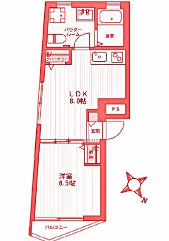 ベイサイド レジデンス 桜木町(1LDK/4階)の間取り写真