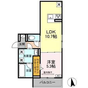 ノクターン内山(1LDK/2階)の間取り写真