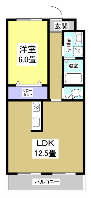エストメンツ中泉(1LDK/5階)の間取り写真