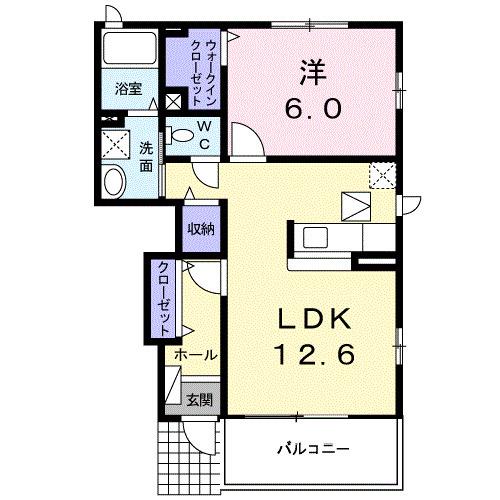 セレーノI(1LDK/1階)の間取り写真