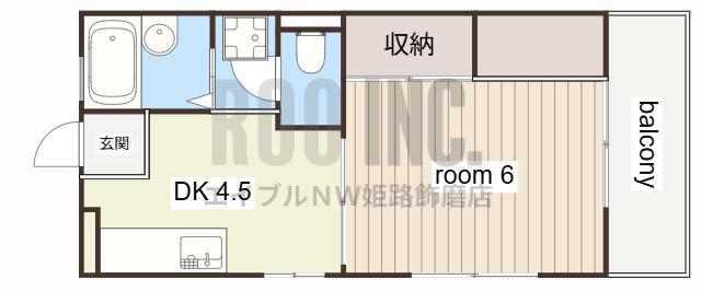 舞ハウス(1DK/2階)の間取り写真