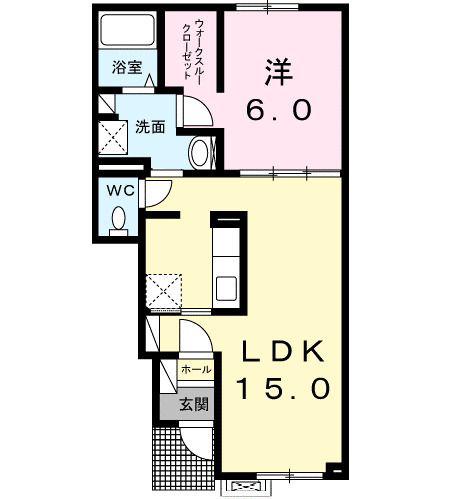 ペーシュ高丘(1LDK/1階)の間取り写真