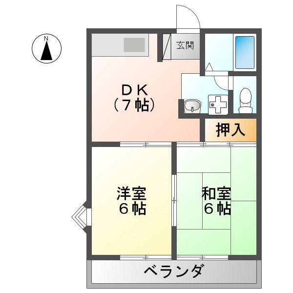 第5磯部コーポ(2DK/3階)の間取り写真