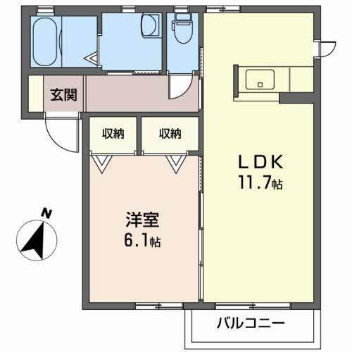 エターナルA(1LDK/2階)の間取り写真