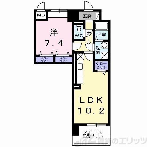 天神 戎 長柄(1LDK/6階)の間取り写真