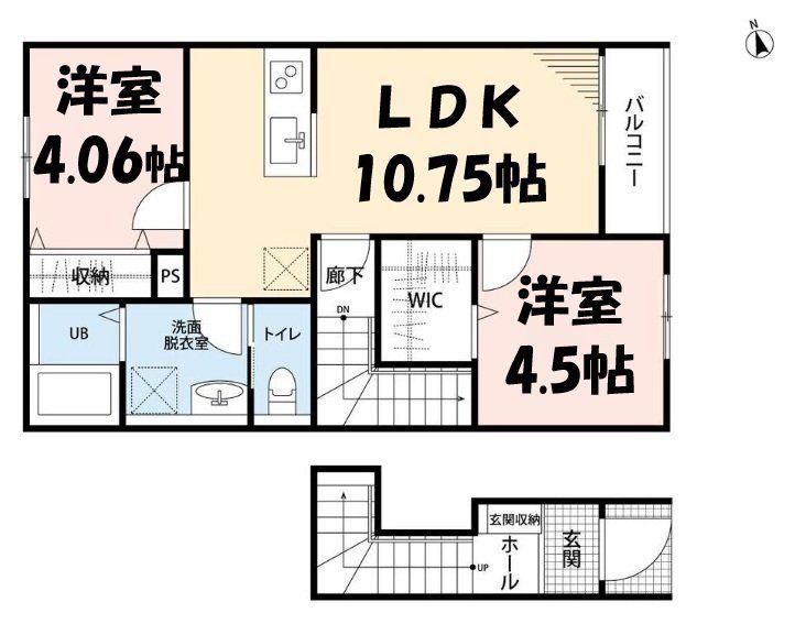 リーブルファイン春日部樋堀(2LDK/2階)の間取り写真