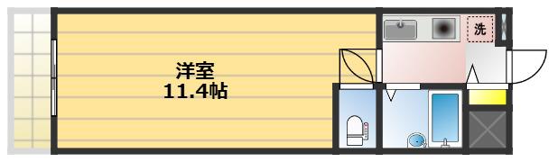 ヴィラ国立(1K/2階)の間取り写真