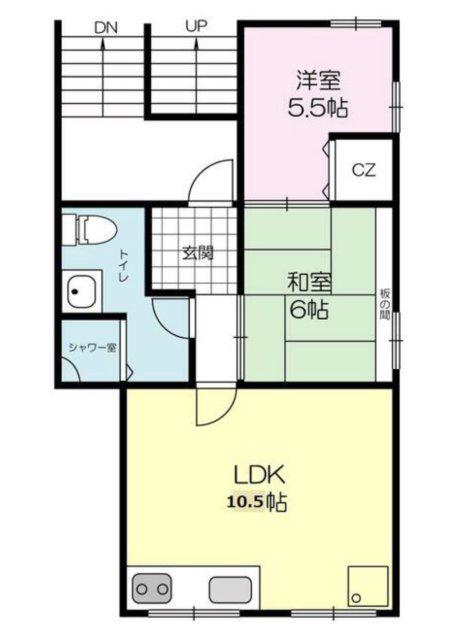 USビル塩町(2LDK/4階)の間取り写真