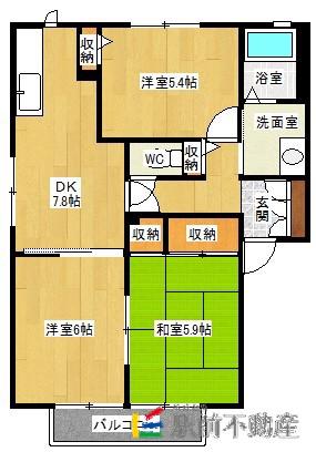ドミール医大北B(3DK/2階)の間取り写真