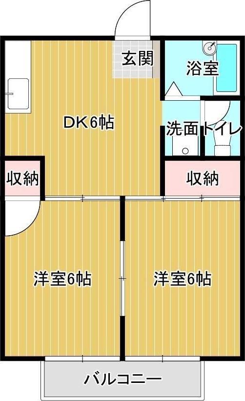 高林ハイツ(2DK/2階)の間取り写真