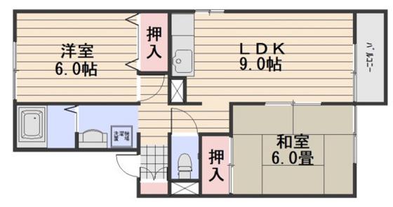 セジュール浜野B棟(2LDK/1階)の間取り写真