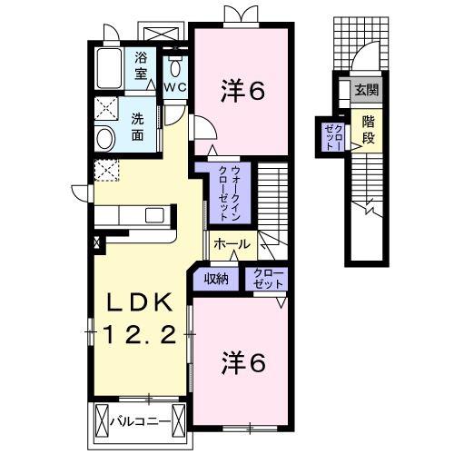 ジェントリーI(2LDK/2階)の間取り写真