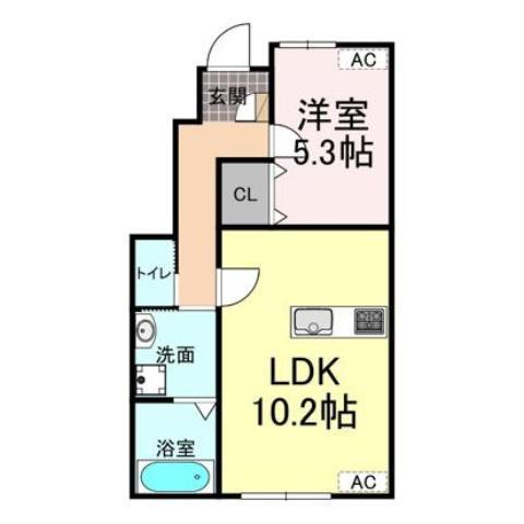 マースフル(1LDK/1階)の間取り写真