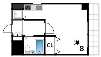 フォルム芦屋アヴァンセ(ワンルーム/2階)の間取り写真